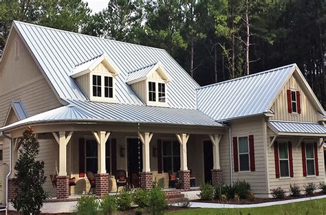 white house with galvanized metal roof|metal roof and siding combinations.